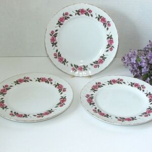 Ridgway Romance White Mist Bread Plates Set Of 3 Staffordshire England 22KT Gold